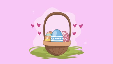 happy easter egg in basket celebration
