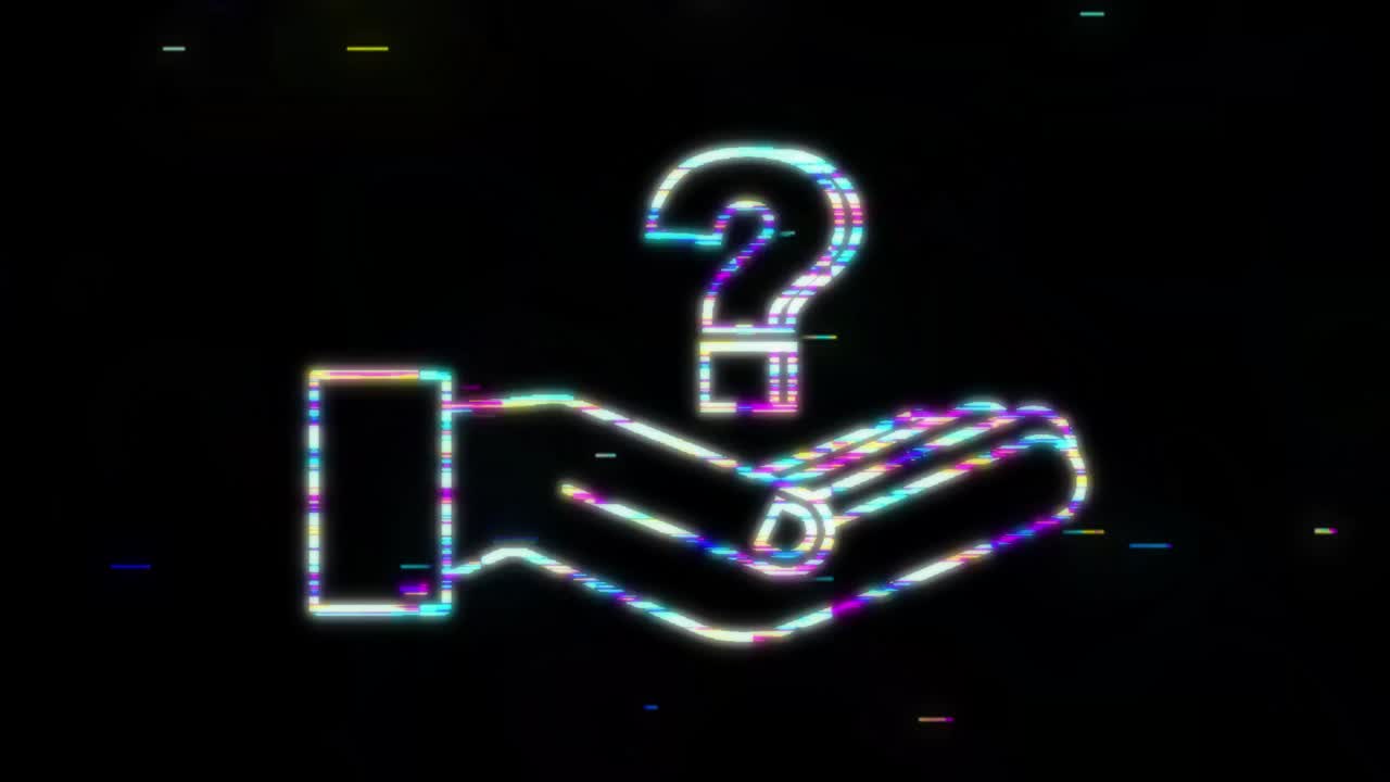 el signo de interrogación en las manos para el diseño conceptual. tecnología gráfica de movimiento.