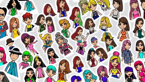 diverse collection of cartoon female characters and avatars