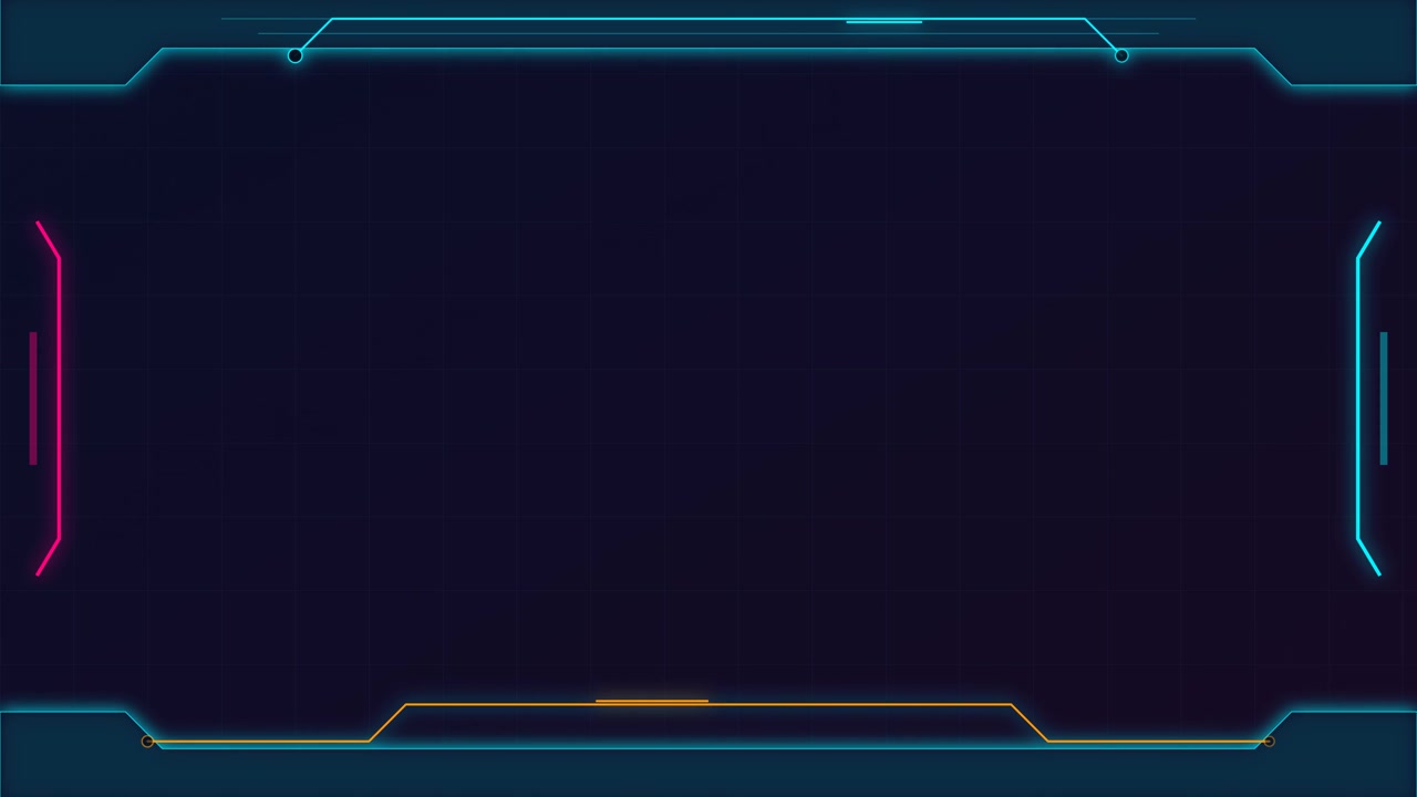 Futuristic Digital HUD Interface Frame with Glowing Neon Lines