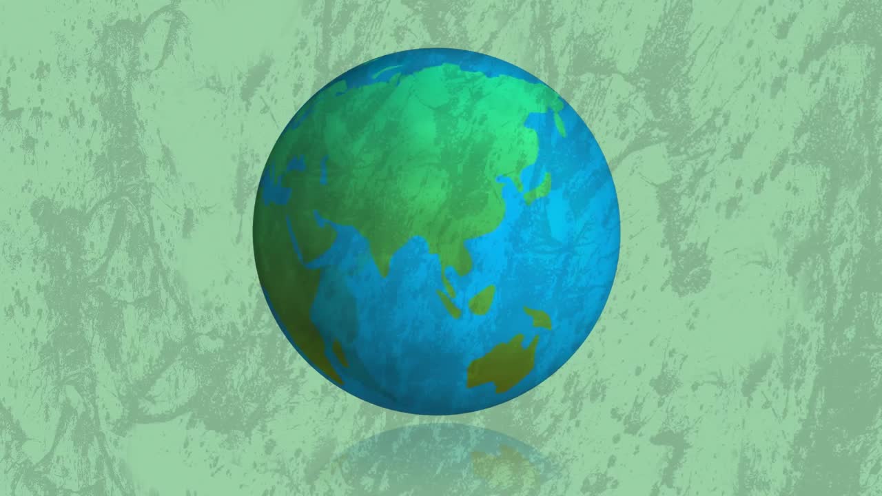 animación del globo girando sobre un fondo verde angustiado