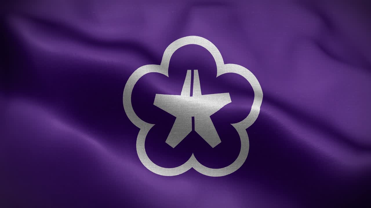 Kitakyushu Fukuoka Japan Flag Loop Background 4K