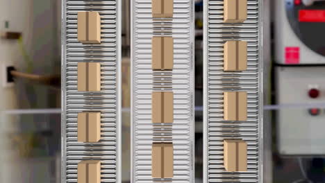 animación de cajas de cartón que se mueven en cintas transportadoras