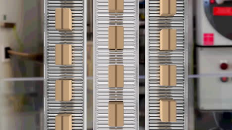 animation of cardboard boxes moving on conveyor belts