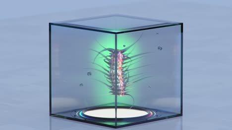 especie alienígena en cubo de vidrio bucle sin costuras animación de renderizado en 3d