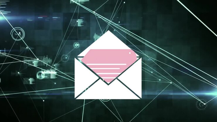 Animation of social media envelope mail icon over network of connections