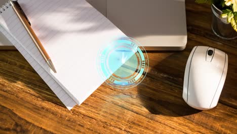 animación del reloj sobre el portátil sobre el escritorio