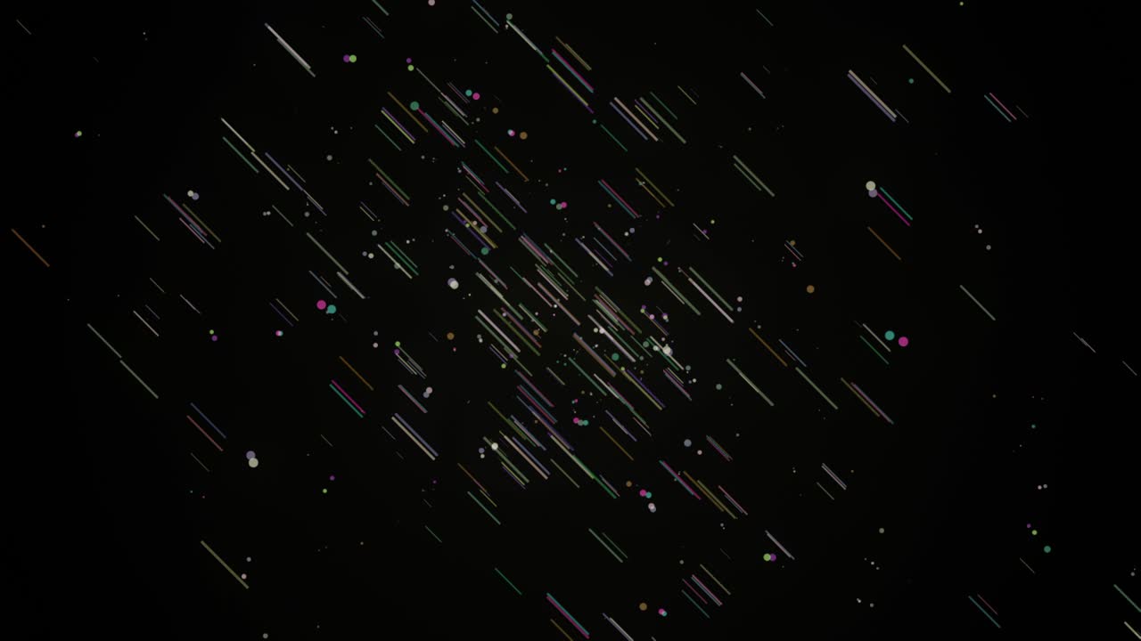 검은 바탕에 추상적인 다채로운 선과 점