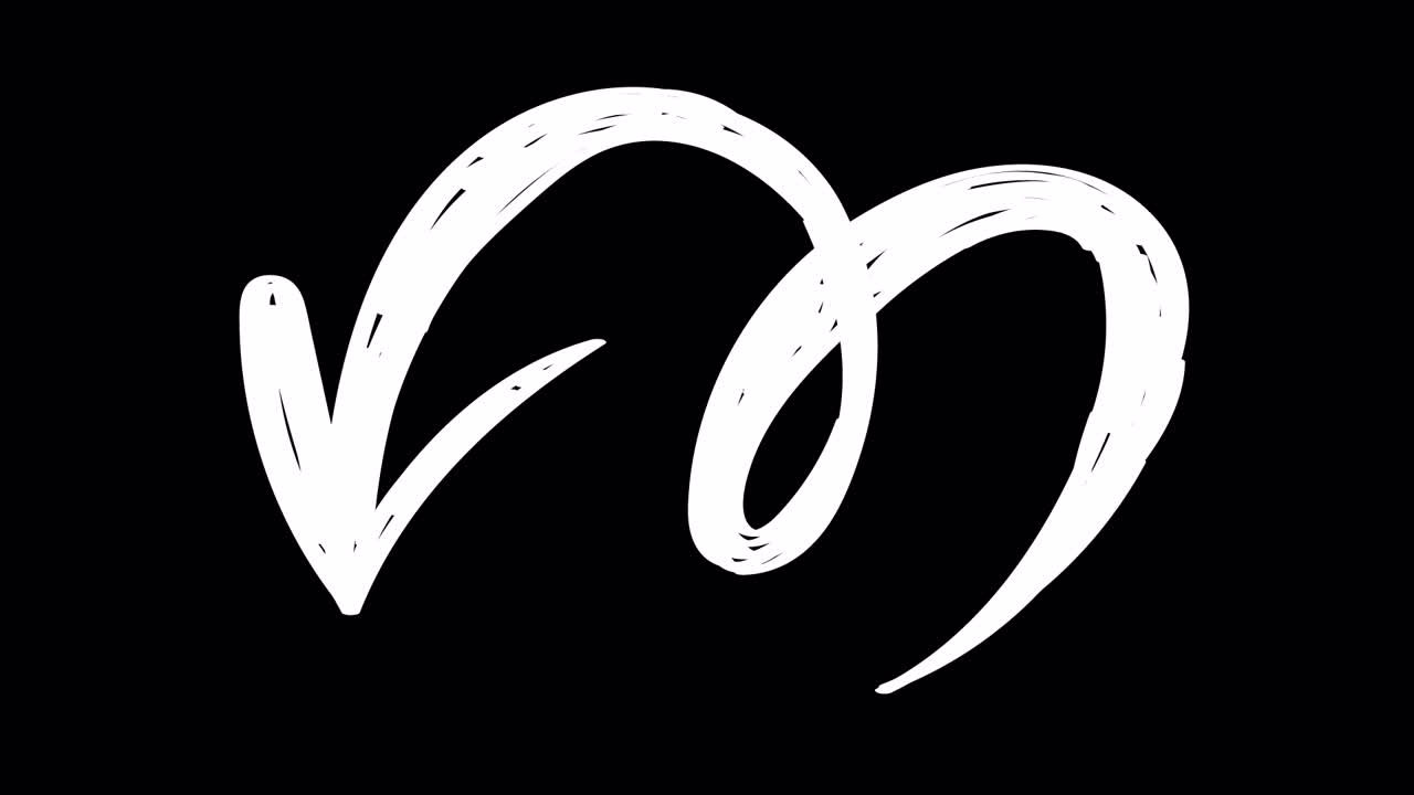 Hand-Drawn Curly Arrow Animation on Black Background