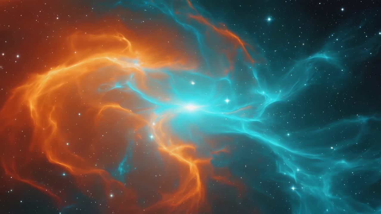 Vibrant Cosmic Nebula with Intersecting Gas and Stars