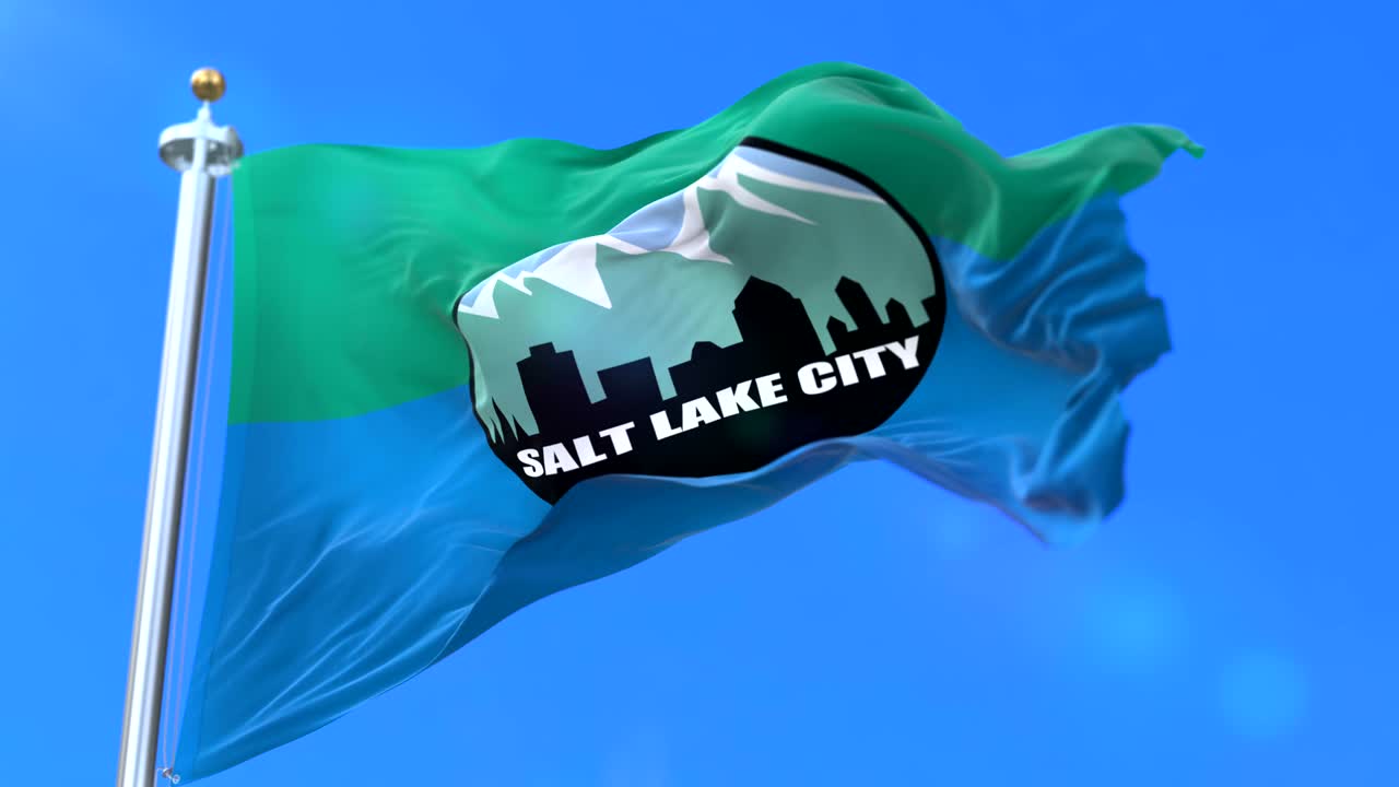 bandera de salt lake city ciudad, ciudad de utah en los estados unidos de américa - bucle