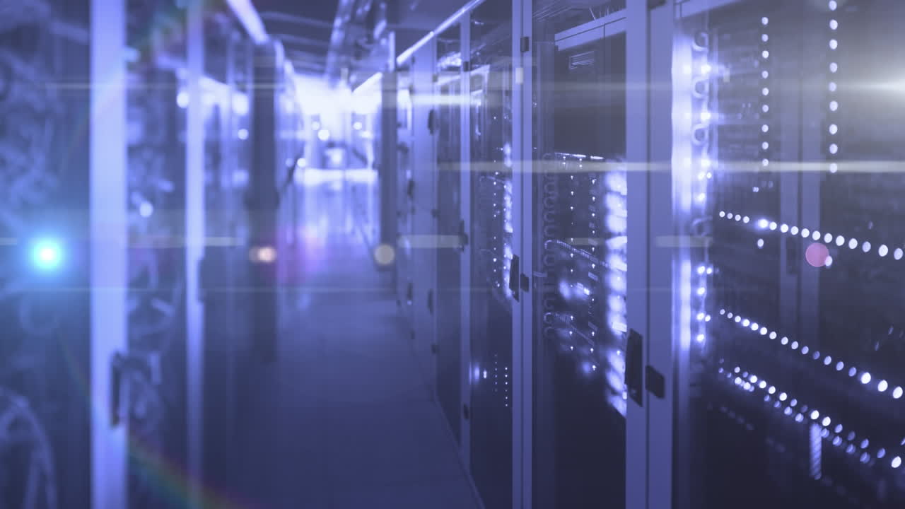 animación del patrón de chevron y las luces sobre los servidores