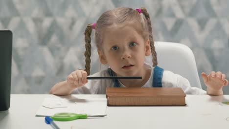 portrait of little girl with pigtails in sundress