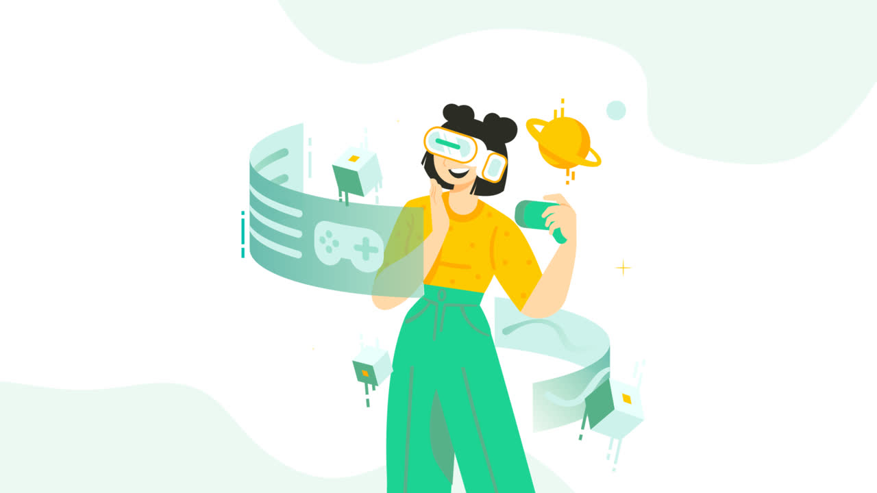 An animation of a Hand drawn flat design metaverse illustration