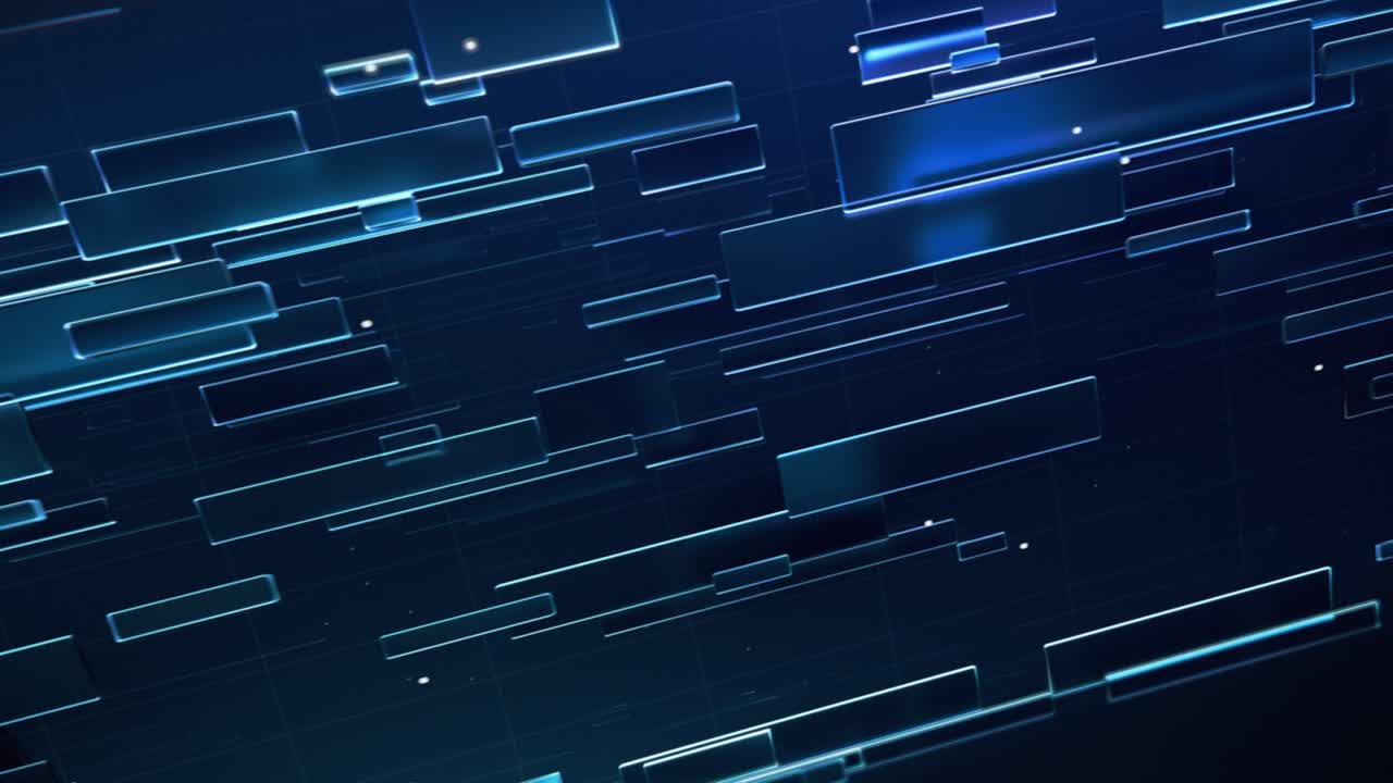 animación digital 3d con formas de textura abstracta rectangulares en movimiento en color azul oscuro brillante para su uso en vídeos de fondo de reproducción, informes de noticias, pantallas de carga.