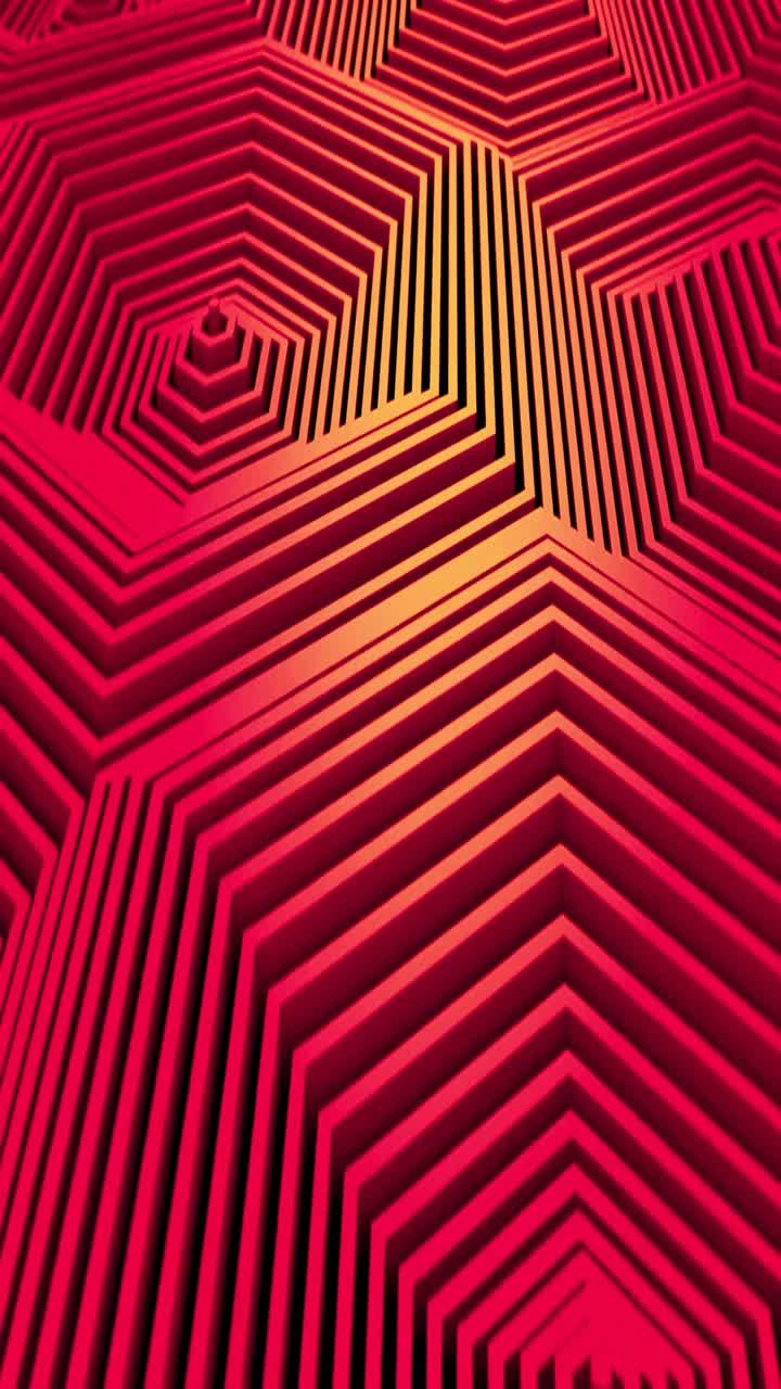 Seamless Loop of Moving Red Geometric Hexagons