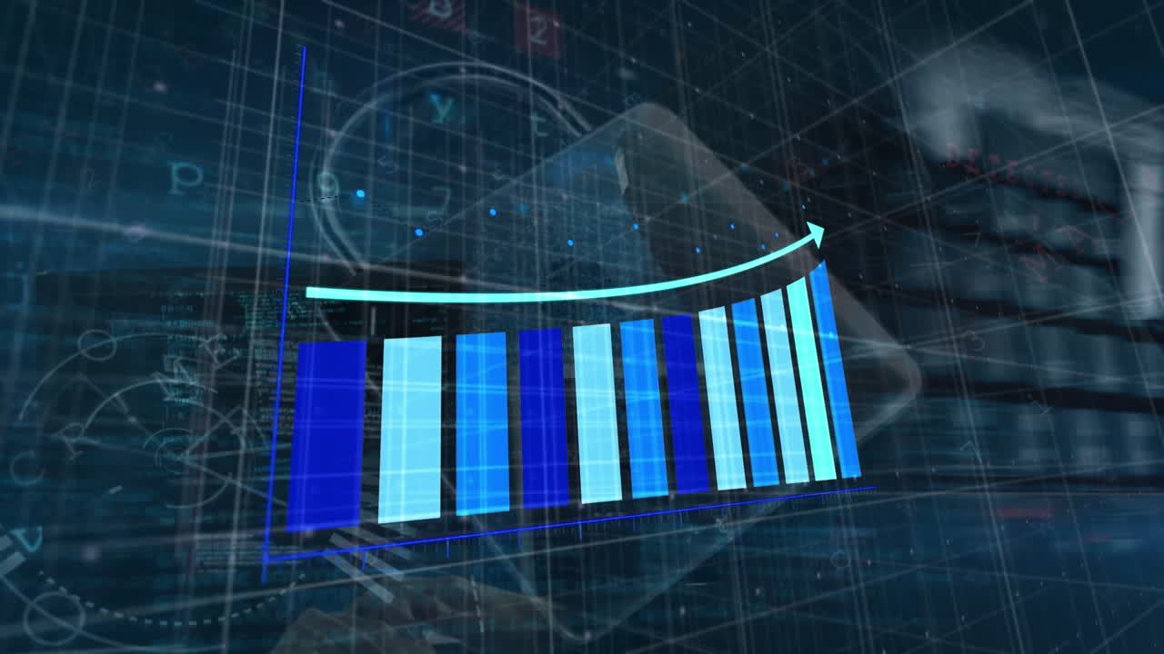 Animation of padlock icon over data processing on black background