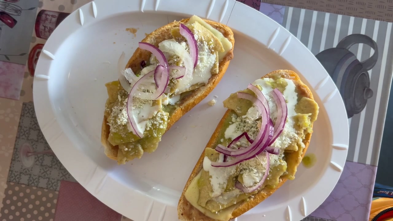 Tacos in preparazione in un vassoio di plastica, ripresa a mano, primo piano degli ingredienti, vista dall'alto mentre le cipolle vengono disposte.