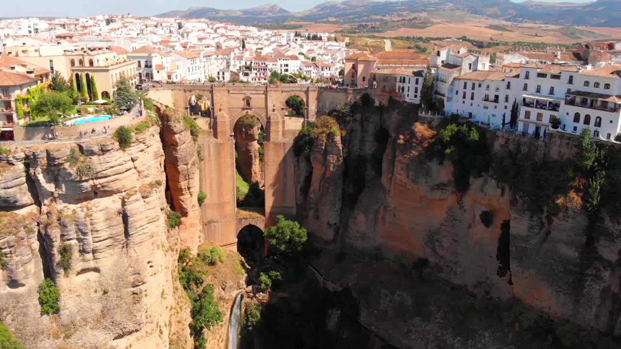 Aerial footage on a beautiful Spanish town - Ronda