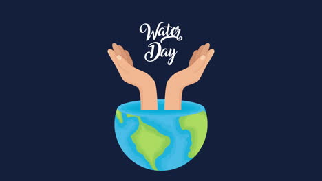 water day campaign animated with hands lifting world planet