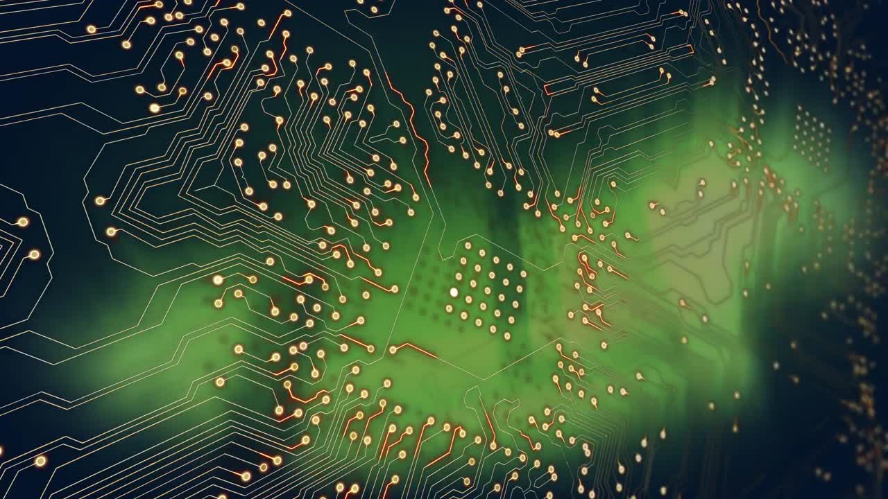 어두운 배경 위의 프로세서 소켓의 애니메이션