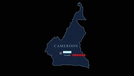 Blue-Cameroon-map-with-Yaoundé-capital-city-and-geographic-coordinates-on-black-background