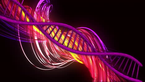 dna strand with vibrant colors and glowing effects, scientific animation