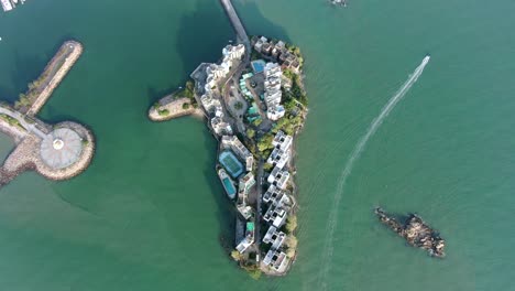 aerial view of hong kong gold coast pearl island