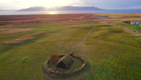 grafarkirkja icelandic oldest turf chapel at sunset