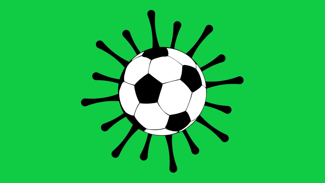 Coronavirus- und Fußball-Icon-Design. Greenscreen-Hintergrund