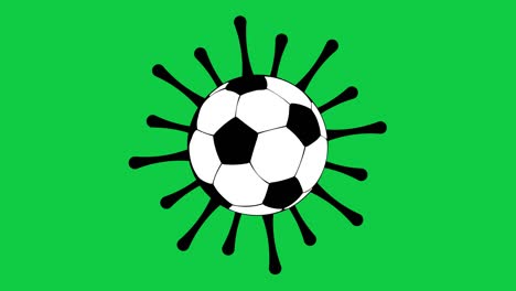 coronavirus and football ball icon design. green screen background.