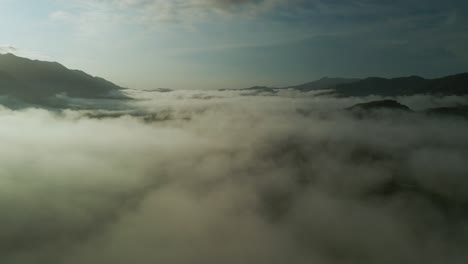 flight over the mist and sunset in the dense tropical forests of costa rica, 4k