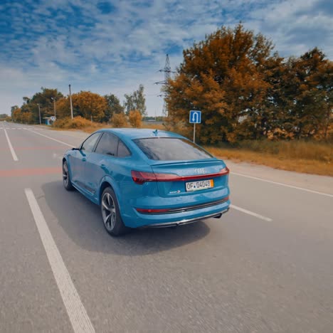 car exterior of audi e-tron. electric car audi e-tron on road