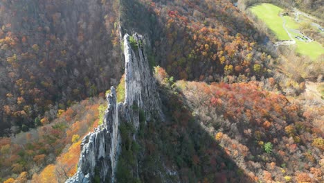 seneca rocks drone overhead valley tilt