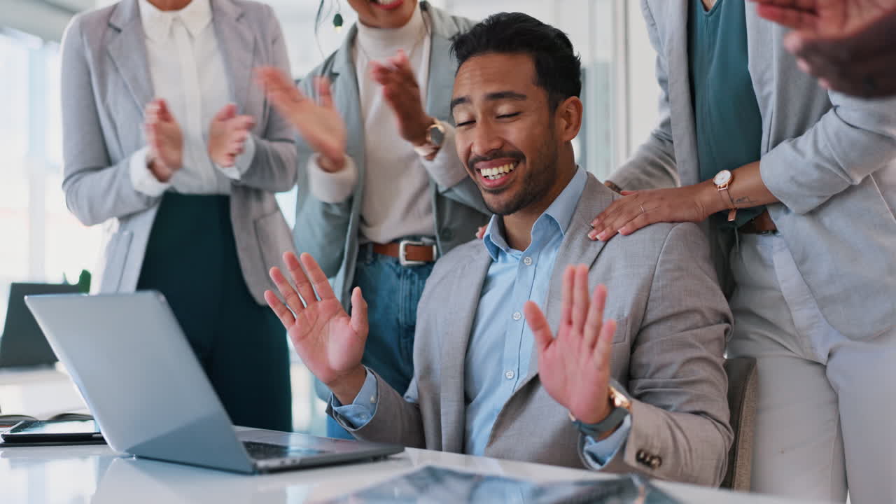 Success, applause or businessman trading on stock