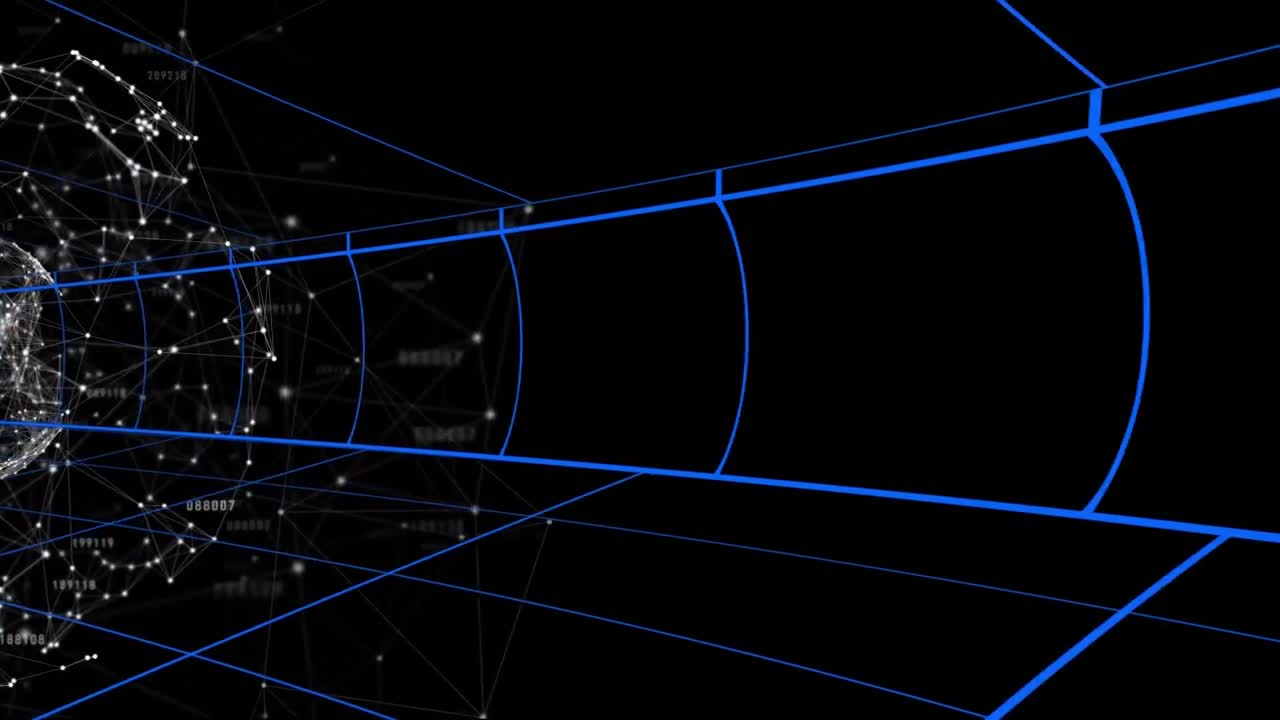 líneas de cuadrícula en movimiento sobre fondo azul