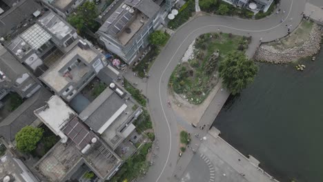 bird's eye view of the longkan wharf along erhai lake in dali city, yunnan province in china