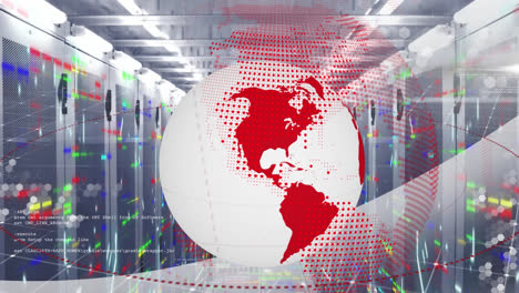 Animation-Des-Globus-Und-Datenverarbeitung-über-Computerserver