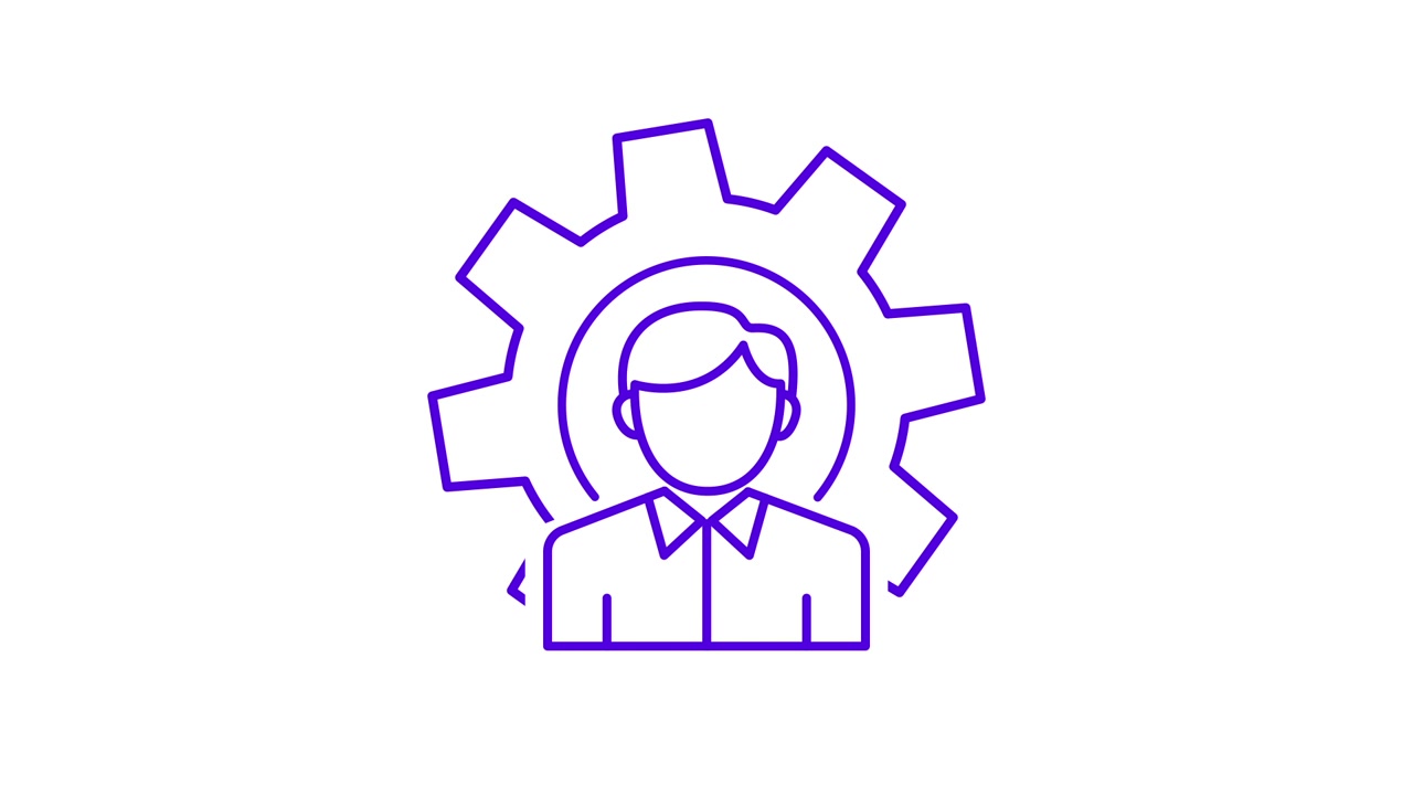 Animated Line Icon of a Person with a Rotating Gear