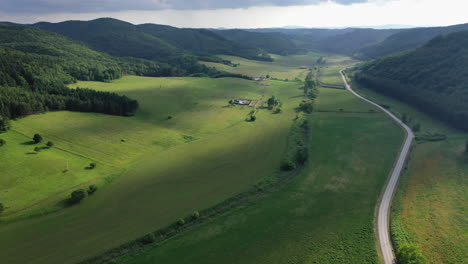 amazing wide landscape with mountains on the side