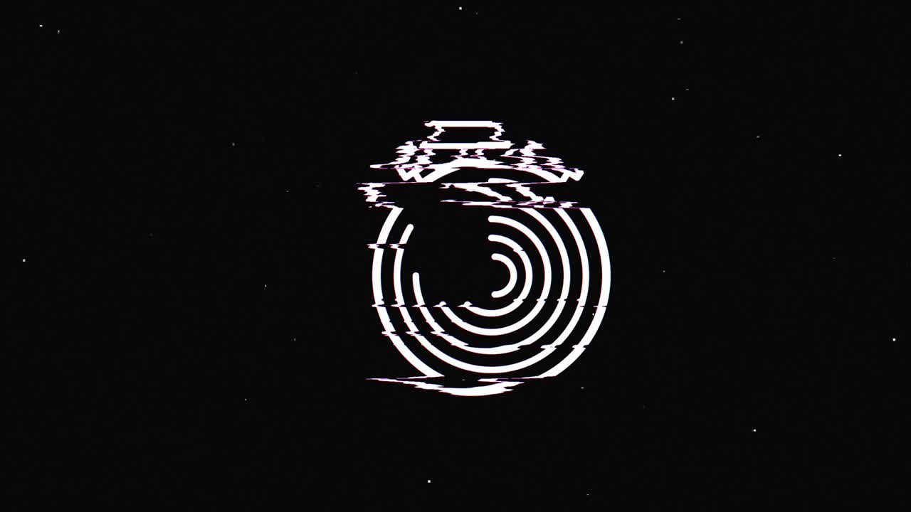 línea de tiempo y reloj hud símbolo holográfico en pantalla de televisión digital vieja animación de glitch de bucle sin costuras. corazones. retro dinámico y alegre. imágenes de video coloridas y vintage.