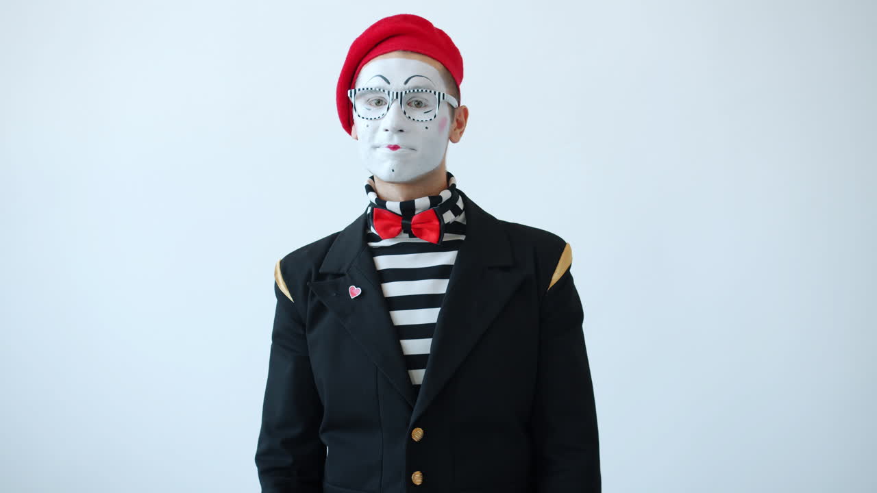Mime Artist Performing Gesture