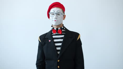 mime artist performing gesture