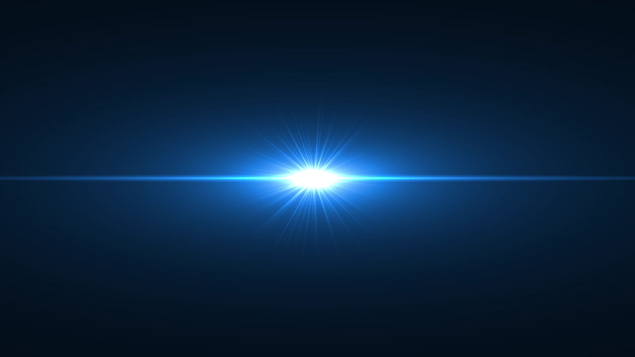 Abstract blue optical shine light lens flares flickering animation background 4k star light rays