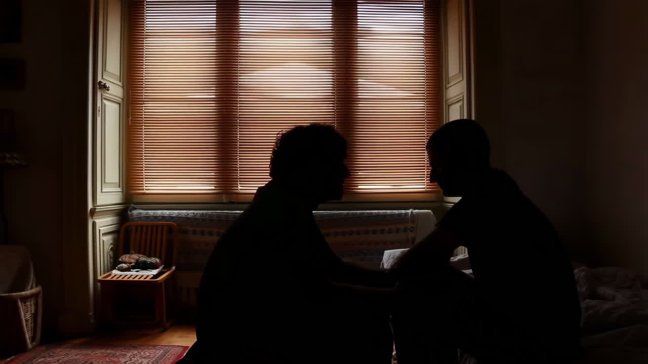 Two Silhouetted Figures by a Window