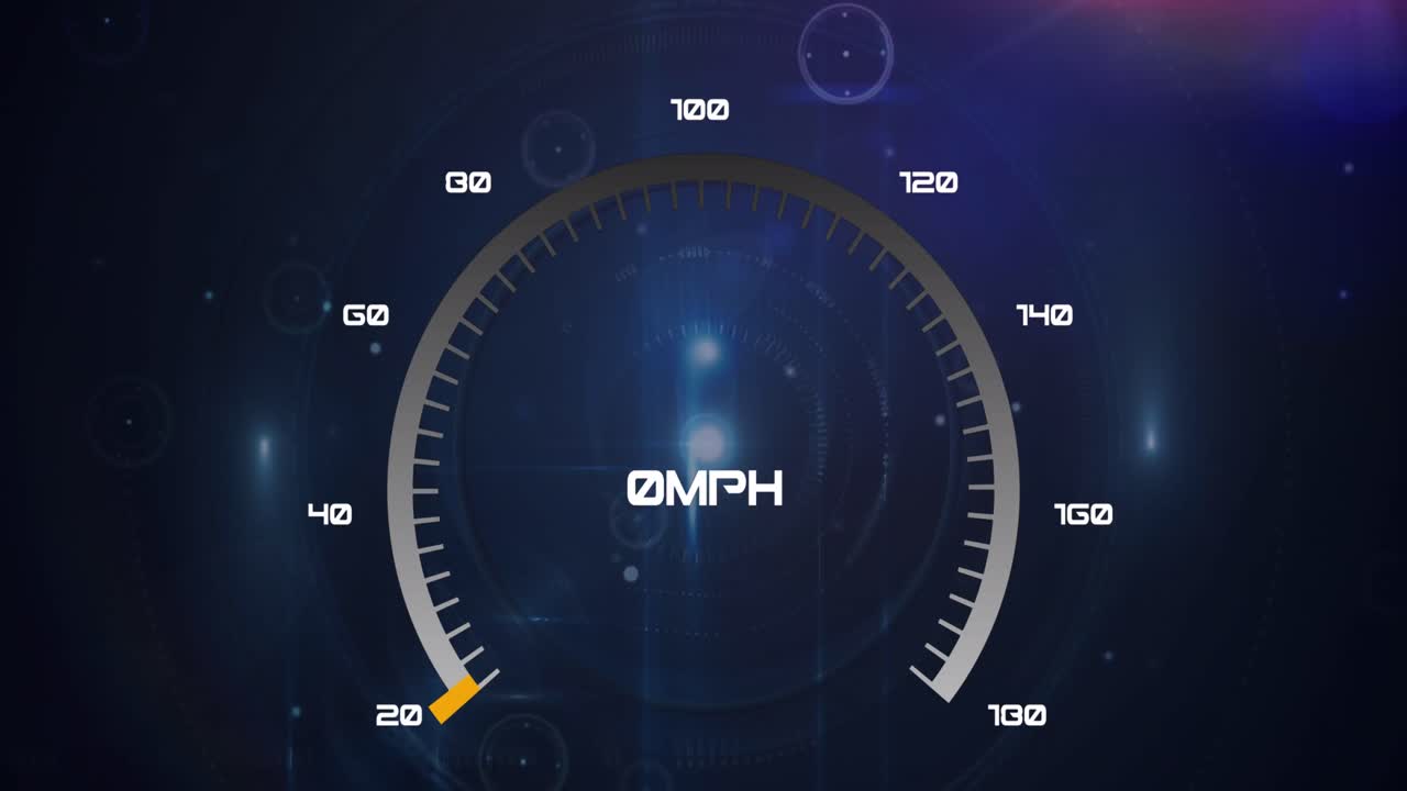 레이더 위의 스피도미터와 네이비 글로브 위의 연결 장치의 애니메이션