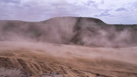 dust storm at an open pit mine or quarry