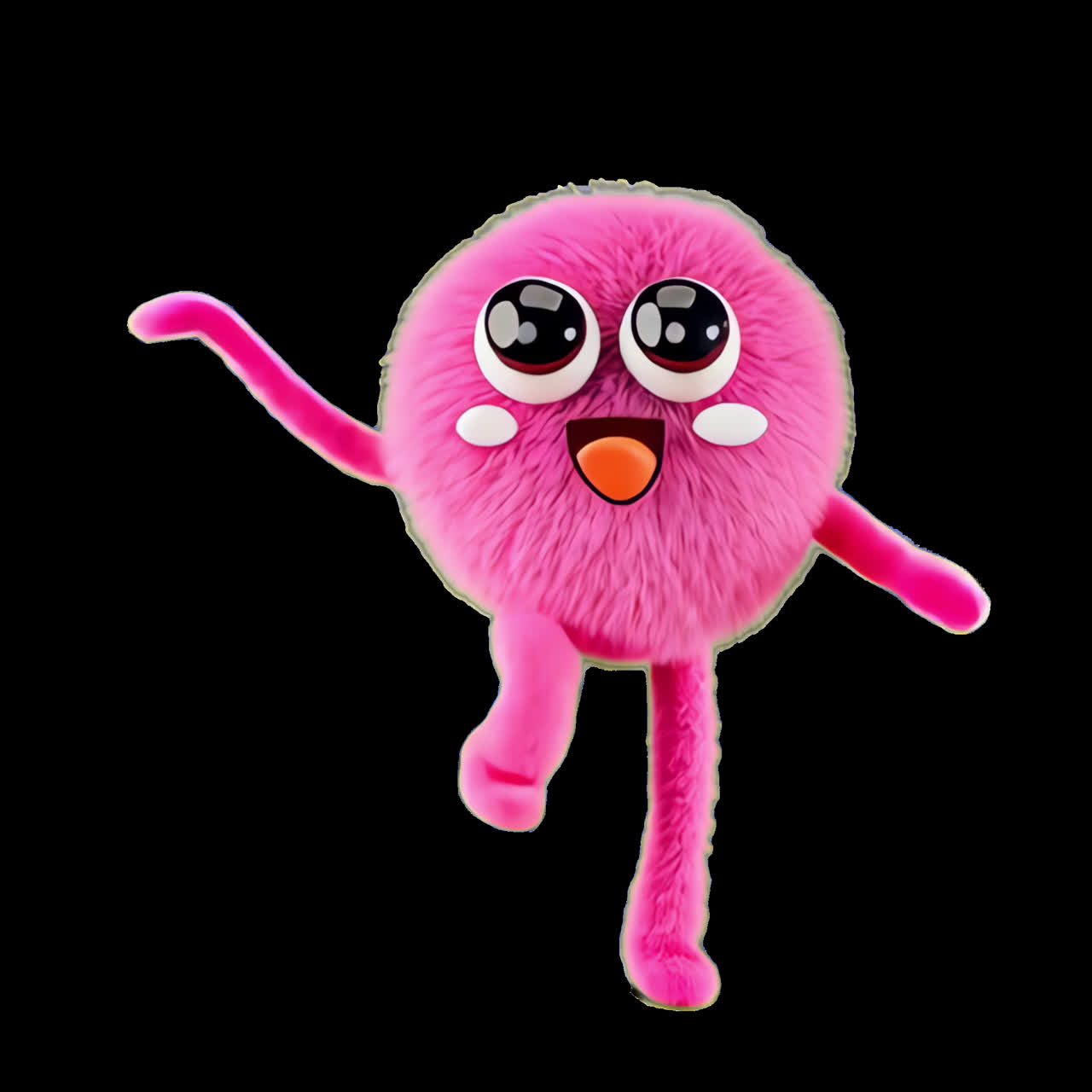 Cute Pink Fluffy Cartoon Monster