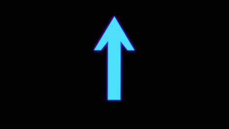 neon arrow sign symbol animation on black background, motion graphics arrow pointing up 4k animated image video elements