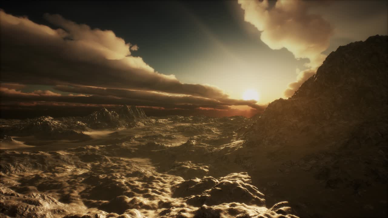 Sun Rays over Mountains in a Valley